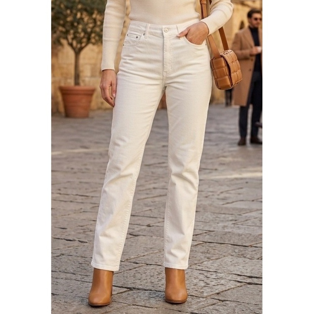 Wrangler x STAUD Straight Leg High Rise Denim Jeans Women's 28x32 White Stretch